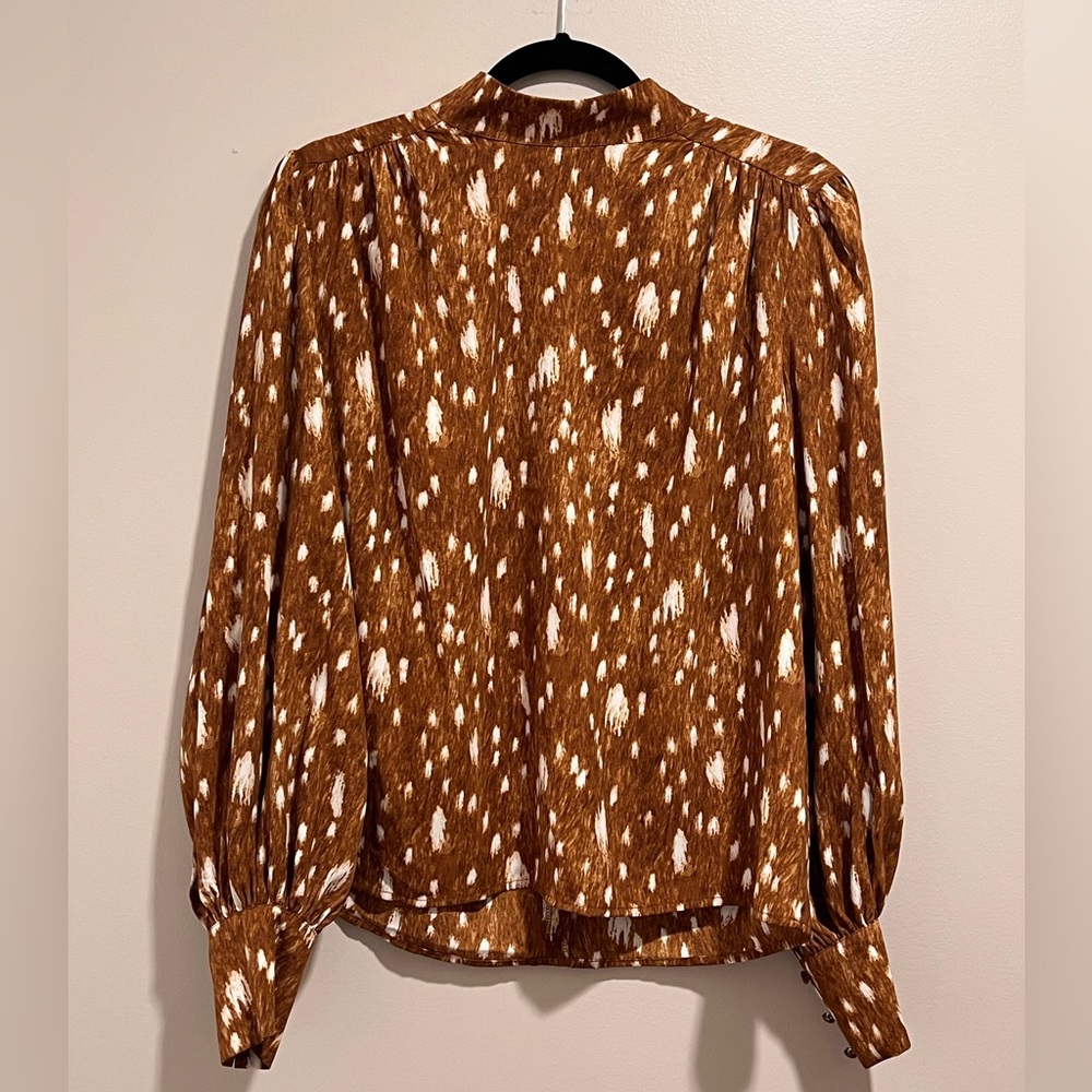 Express Animal Printed Mock Neck Long Sleeve Top